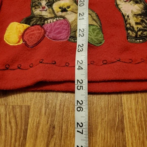 Vintage Kitty Cat Fleece Jacket Women Medium Red‎ Christmas Grandma Cat Lady - Picture 8 of 8